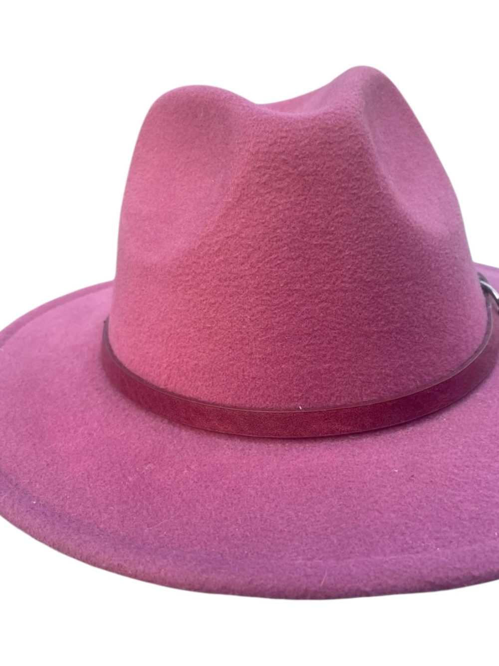 Stylish Mauve Pink Felt Fedora Hat with Slim Leather Band LNC